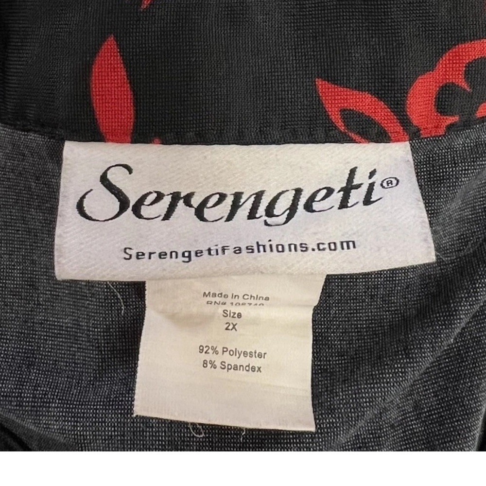 SERENGETI BLACK & RED FLORAL PRINT 3/4 SLEEVE TOP SIZE 2X - Picture 4 of 4